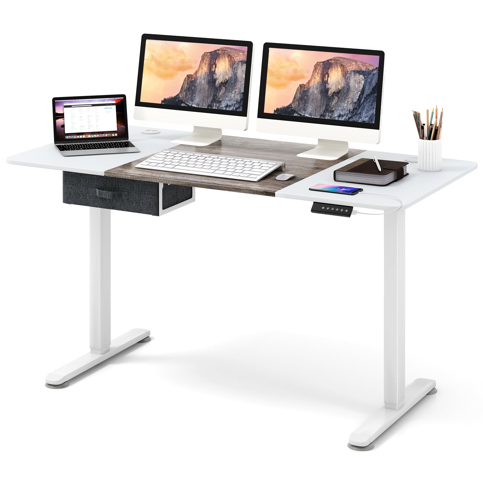 Patiojoy 55 x 28 Electric Height Adjustable Standing Desk Ergonomic Sit ...