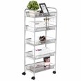 thumbnail image 1 of Topbuy 5Tier Mesh Rolling Utility Cart Storage Basket Home Kitchen w/Wheels Gray, 1 of 7