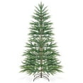 thumbnail image 1 of Topbuy 6.5 FT Artificial Cypress Christmas Tree Pre-lit Hinged Xmas Tree with 430 Warm White LED Lights 470 Highly Simulated Branch Tips, 1 of 9