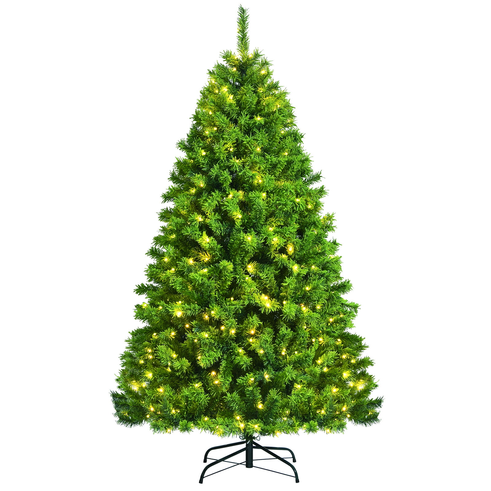 Topbuy 6.5ft Artificial PreLit Christmas Tree, Green Flocked Christmas