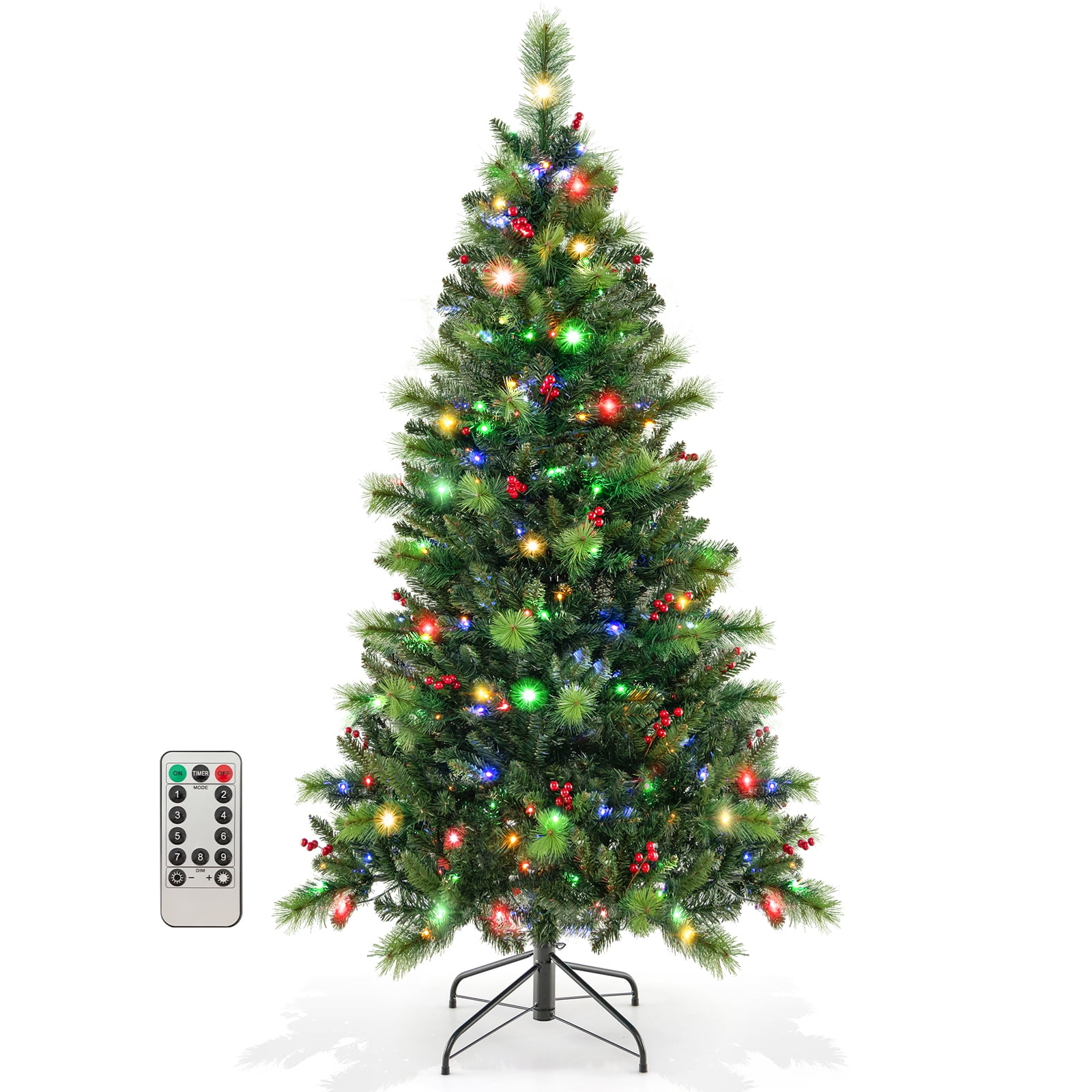 Topbuy 6 FT Artificial Christmas Tree Prelit Xmas Tree with 670 Branch
