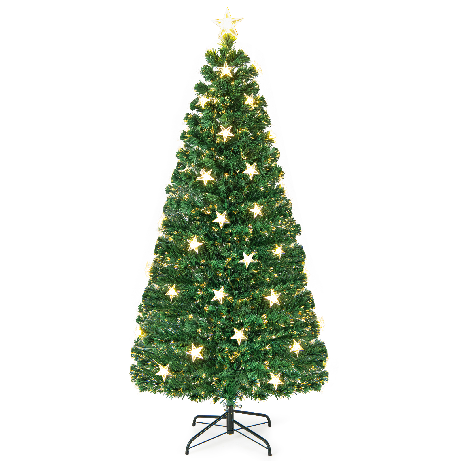 Topbuy 6 FT Artificial Christmas Tree Prelit Fiber Optic Xmas Tree w