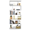 thumbnail image 1 of Topbuy 6-Tier S-Shaped Wooden Bookshelf Storage Bookcase Multifunctional  Display Stand Shelf White, 1 of 8
