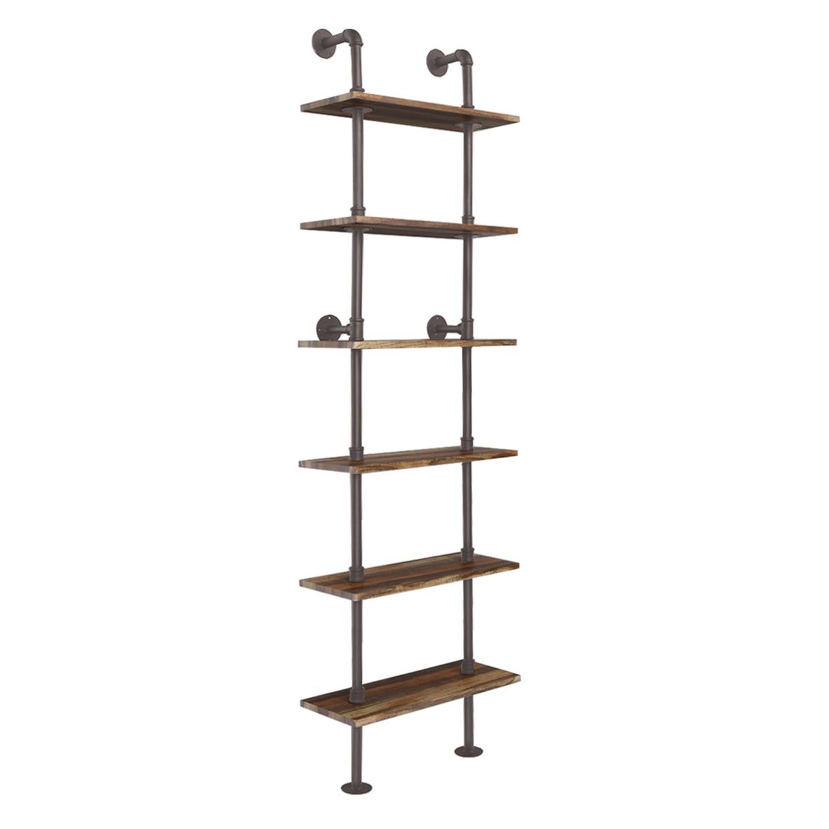 Topbuy 6-Tier Wall Mount Shelf Metal Pipe Unit Industrial Pipe Shelving ...