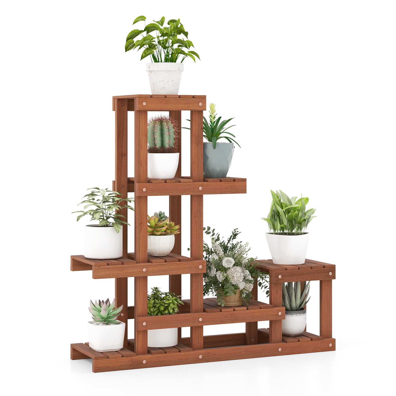 Topbuy 6 Tier Wood Plant Stand Tiered Plant Shelf for Multiple Potted