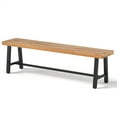 thumbnail image 1 of Topbuy 63 Inch Patio Bench  Acacia Wood Long Dining Bench w/ Heavy-Duty Metal Legs, 1 of 8