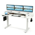 thumbnail image 1 of Topbuy 63" x 24" Standing Desk with Drawers Electric Stand-up Desk with Monitor Stand White, 1 of 9