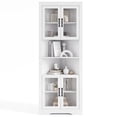 thumbnail image 1 of Topbuy 67'' Tall Corner Cabinet Space-saving Triangular Buffet Cabinet w/ 4 Tempered Glass Doors, 1 of 9