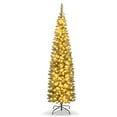 thumbnail image 1 of Topbuy 6FT Artificial Christmas Tree Pre-lit Pencil Xmas Tree with 390 Branch Tips 180 Warm White LED Lights, 1 of 10