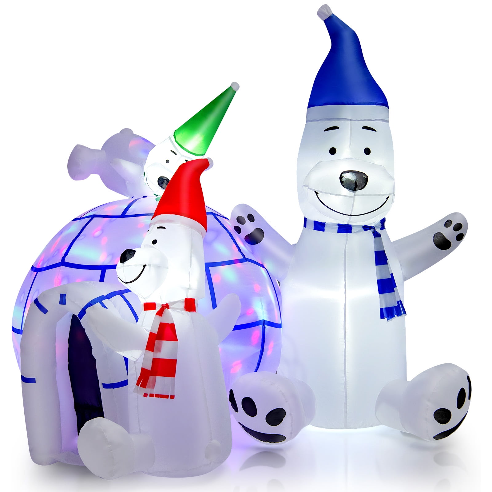 Topbuy 6FT Long Christmas Inflatable Polar Bears & Igloo Big Blow Up