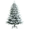 thumbnail image 1 of Topbuy 6FT Snow Flocked Christmas Tree, Pre-lit Artificial Xmas Tree w/ 260 LED Lights & 1415 PE & PVC Branch Tips, 1 of 10