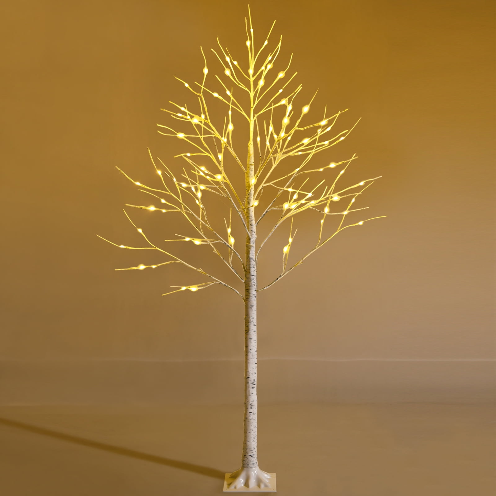 6ft White Birch Artificial Christmas Tree with Warm LED Lights