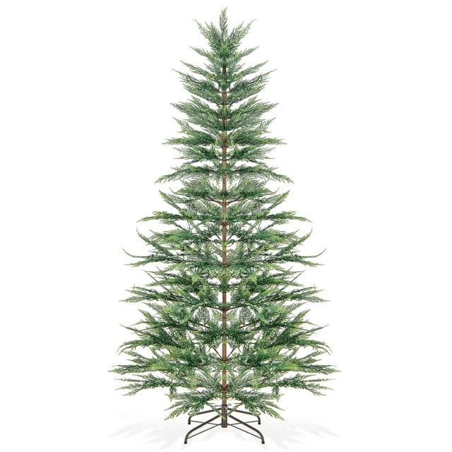Topbuy 7.5 FT Artificial Cypress Christmas Tree Prelit Hinged Xmas