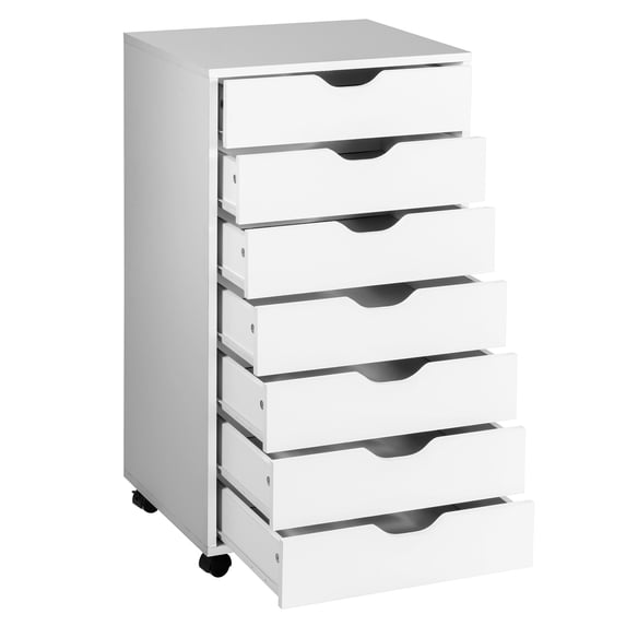 Topbuy 7-Drawer Chest Mobile Lateral Filing Cabinet Floor Storage Organizer White
