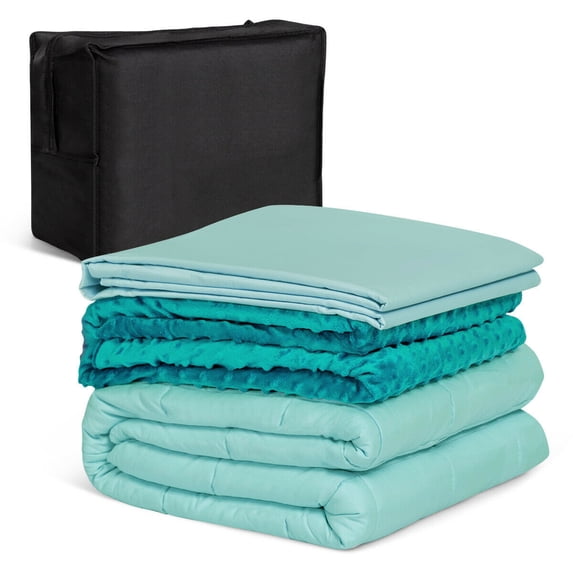 Patiojoy 7 lbs Weighted Blanket with 2 Removable Duvet Covers &1 Storage Bag Green