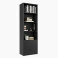 thumbnail image 1 of Topbuy 74" Tall Bookcase 4-tier Open Bookshelf with 2 Slide-out Drawers Modern Display Shelf with Anti-toppling Device Multipurpose Wooden Storage Organizer Black, 1 of 10
