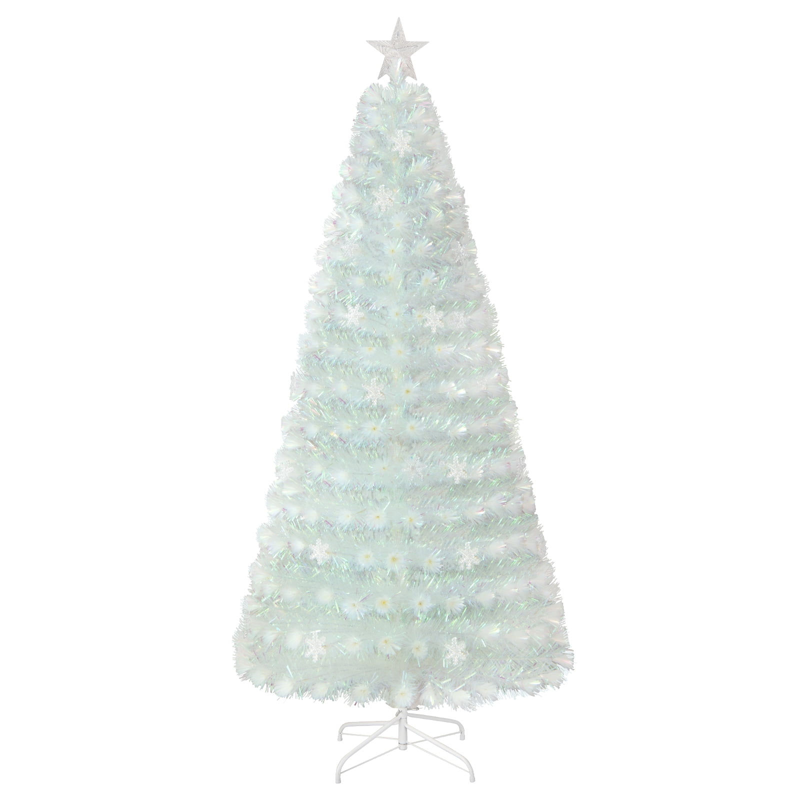 Topbuy 7FT Artificial Fiber Optic Christmas Tree White Prelit Xmas