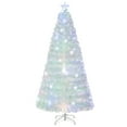 thumbnail image 1 of Topbuy 7 FT Pre-Lit Christmas Tree Artificial Fiber Optic with Lighted Top Star Iridescent Leaves 48 Snowflakes Lights 270 Branch Tips Holiday, 1 of 10