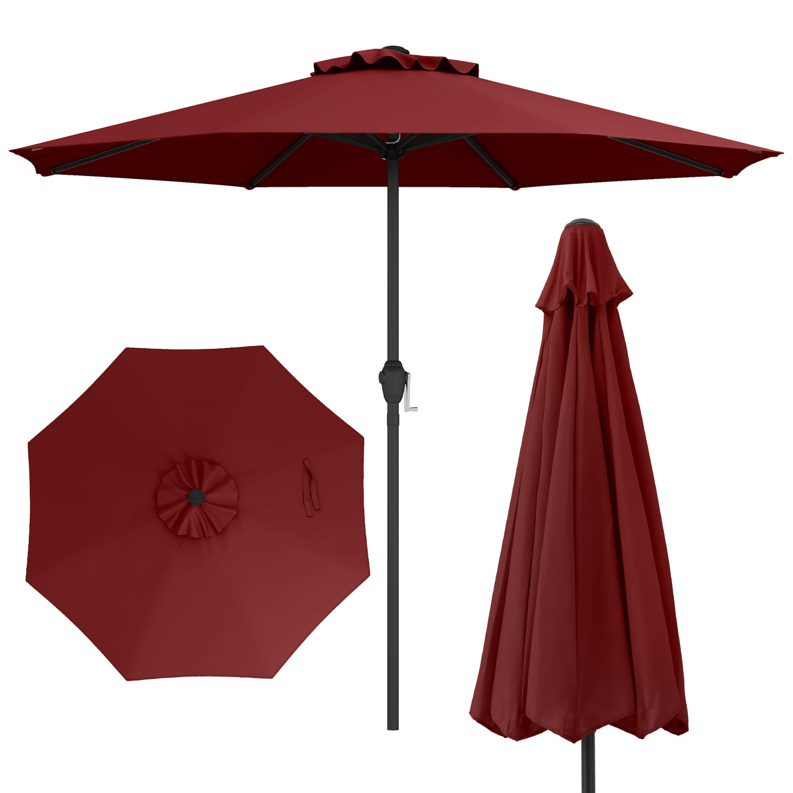 Topbuy 8.5 FT Patio Umbrella Outdoor Table Umbrella w/ Crank Handle 8 Ribs Wine