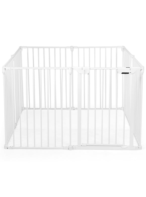 Topbuy 8-Panel Baby Pet Safety Playards Foldable Playpen Activity Center White