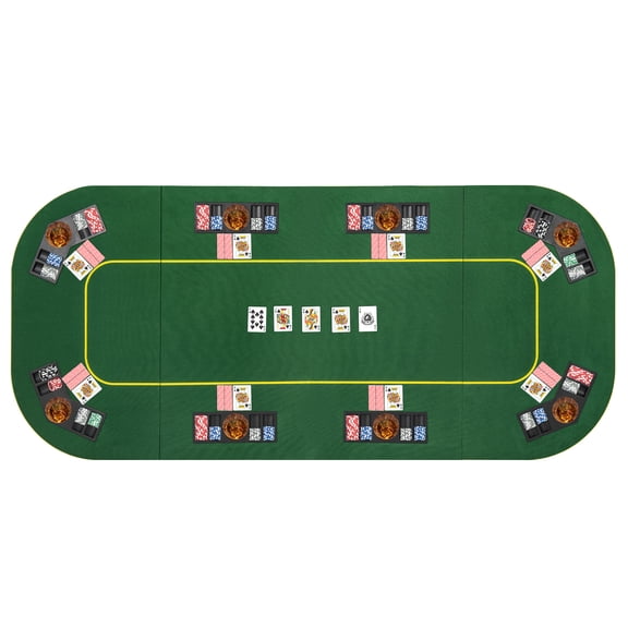 Patiojoy 79 x 36 8-Player Foldable Poker Table Top Portable Texas Holdem Poker Card Tabletop Layout with Carry Bag