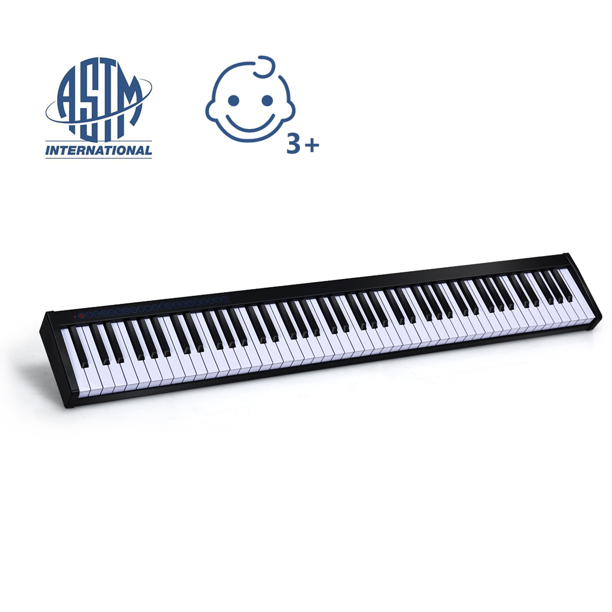 Topbuy 88-Key Foldable Digital Piano Keyboard Semi Weighted Piano Keyboard  Full Size Lighted Keys for Beginner White 