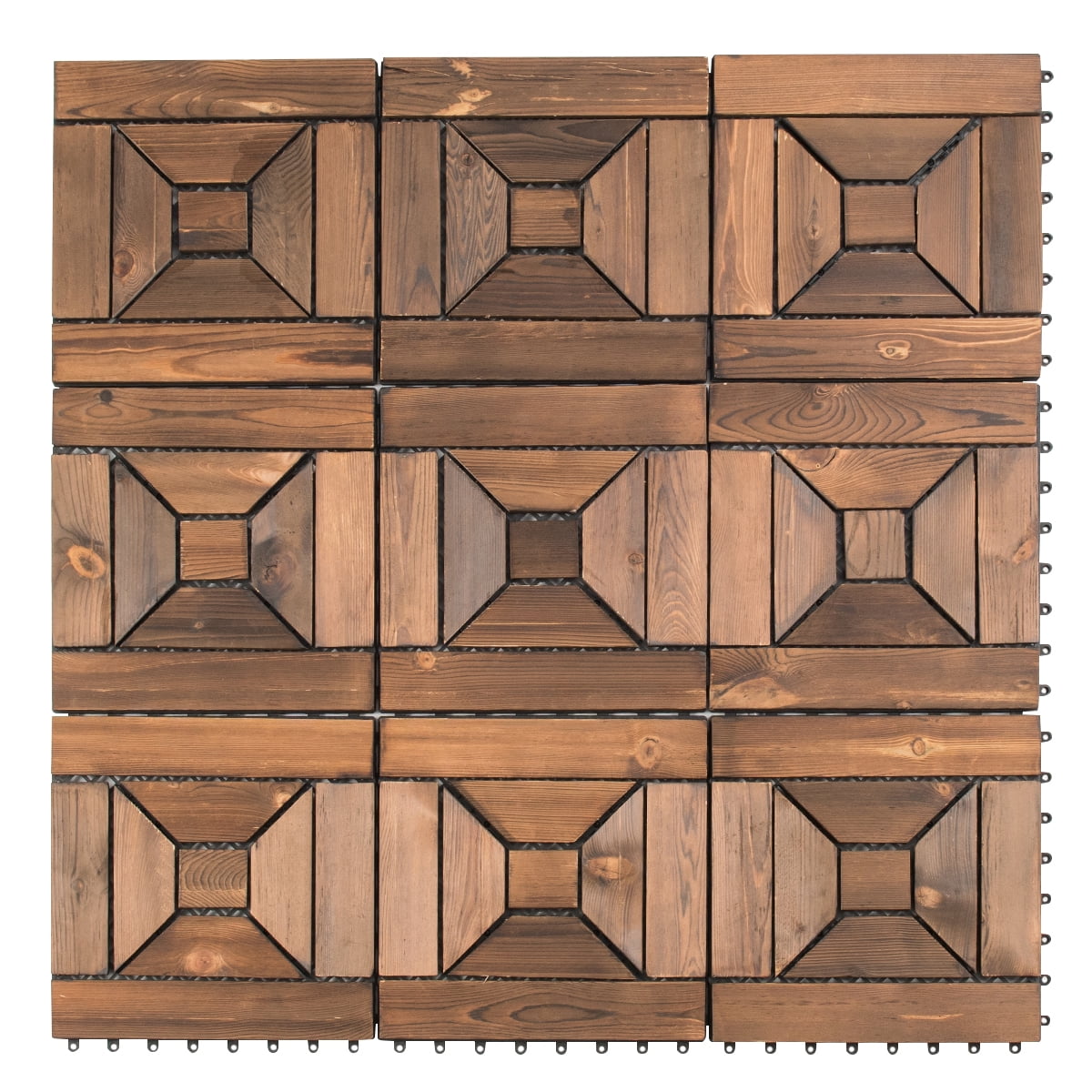 Topbuy 88 PCS 12'' x 12'' Interlocking Wood Tiles Patio Pavers Floor