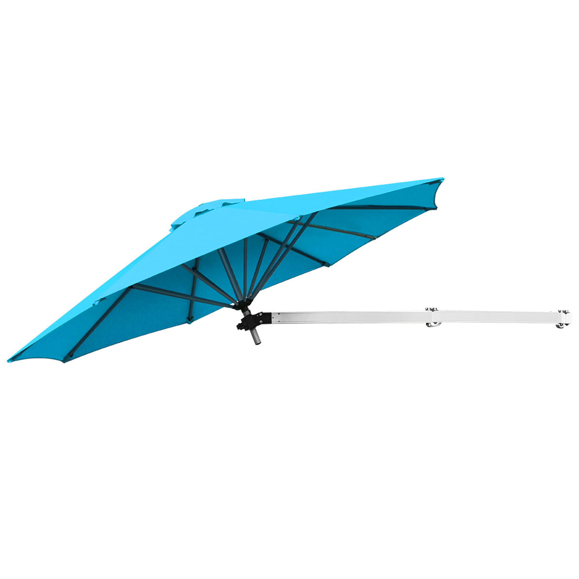 Topbuy 8ft Wall Mounted Cantilever Umbrella Patio Adjustable Tilting Sunshade Umbrella Blue