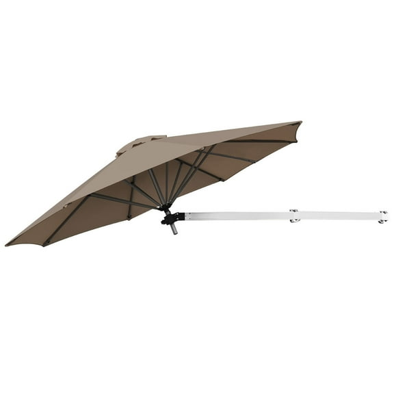 Topbuy 8ft Wall Mounted Cantilever Umbrella Patio Adjustable Tilting Sunshade Umbrella Tan