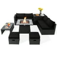 thumbnail image 1 of Topbuy 9 Pieces Outdoor PE Rattan Wicker Sectional Sofa with 35" Gas Fire Pit Table Space-Saving Patio Conversation Set with Storage Box Black, 1 of 10