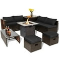 thumbnail image 1 of Topbuy 9 Steel Sectional Outdoor Conversation Sets with Sofa and Table, Brown/Black, 1 of 10