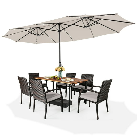 Topbuy 98.40" Beige Market Patio Umbrella, Water-Resistant