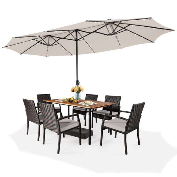Topbuy 98.40" Beige Market Patio Umbrella, Water-Resistant