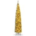 thumbnail image 1 of Topbuy 9FT Artificial Christmas Tree Pre-lit Pencil Xmas Tree with 699 Branch Tips 400 Warm White LED Lights, 1 of 10