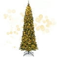 thumbnail image 1 of Topbuy 9FT Artificial Pre-lit Christmas Tree Hinged Pencil Xmas Tree w/1298 Branch Tips Pine Needles 500 Warm-White LED Lights, 1 of 9