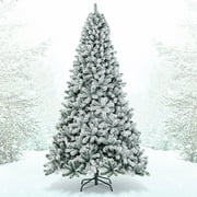 Topbuy 9ft Snow Flocked Christmas Tree 1498 Premium Hinged Tips Artificial Unlit Tree