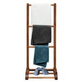 thumbnail image 1 of Topbuy Acacia Wood Freestanding Towel Rack Towel Drying Clothes Holder with Shelf Brown, 1 of 5