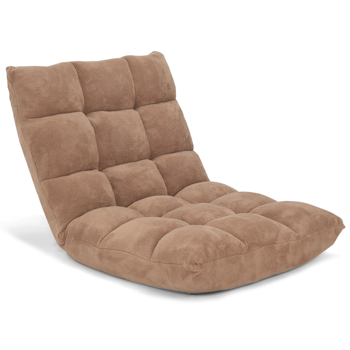 Topbuy Adjustable 14-Position Floor Chair ,Padded Gaming Chair Lazy Recliner Beige
