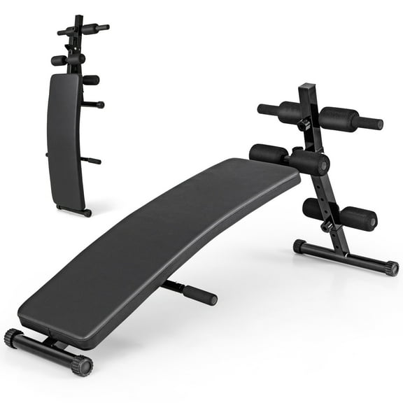Topbuy Adjustable Decline Sit-Up Bench for Home Gym Foldable Workout Bench with Thick Seat Cushion for Full Body Exercise
