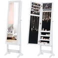 thumbnail image 1 of Patiojoy Armoire Mirrored Jewelry Cabinet Dressing Storage Box Organizer White, 1 of 6