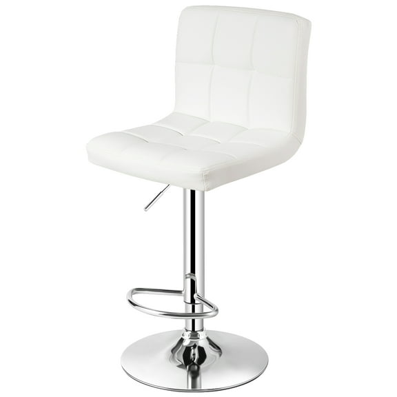 Topbuy Height Adjustable Swivel Bar Stool PU Leather Chair W/Backrest White