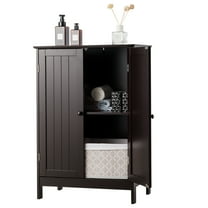 Topbuy Bathroom Storage Cabinet with Double Doors Wooden Cupboard Shoe Cabinet Brown