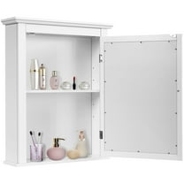 Topbuy Bathroom Wall Mounted Cupboard Mirrored Storage Cabinet w/ Adjustable Shelf White