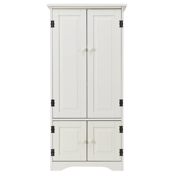 Topbuy Bedroom Accent Storage Floor Cabinet Adjustable Shelves Cream White