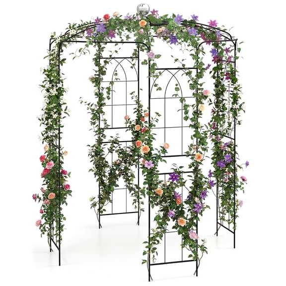 Patiojoy Birdcage Shape Garden Arch 9.4 x 6.8FT Heavy Duty Arch Trellis with Hanging Hook for Climbing Plants
