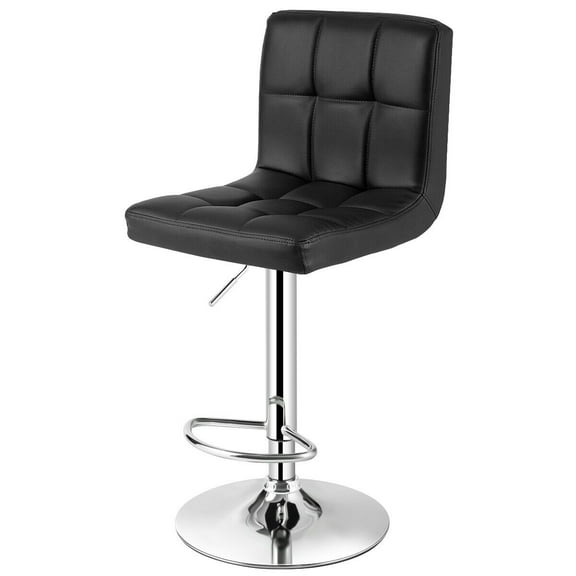 Topbuy Height Adjustable Swivel Bar Stool PU Leather Bistro Pub Chair W/Backrest Black