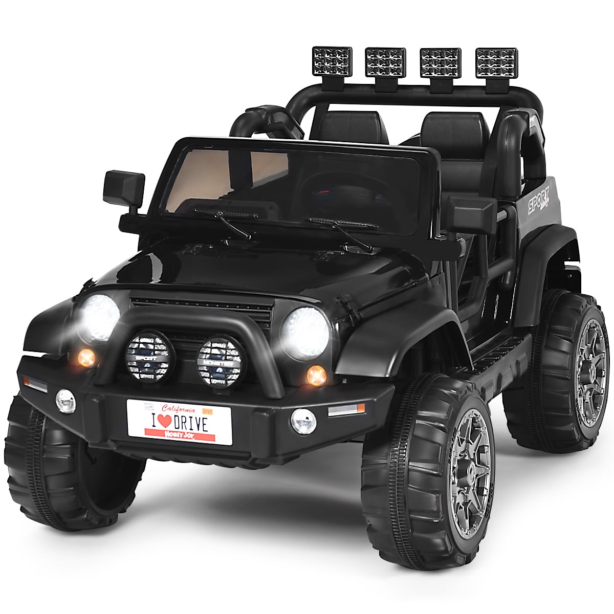 Topbuy Kids Big Car: Black 12V Jeep Truck Ride-On Toy for Children