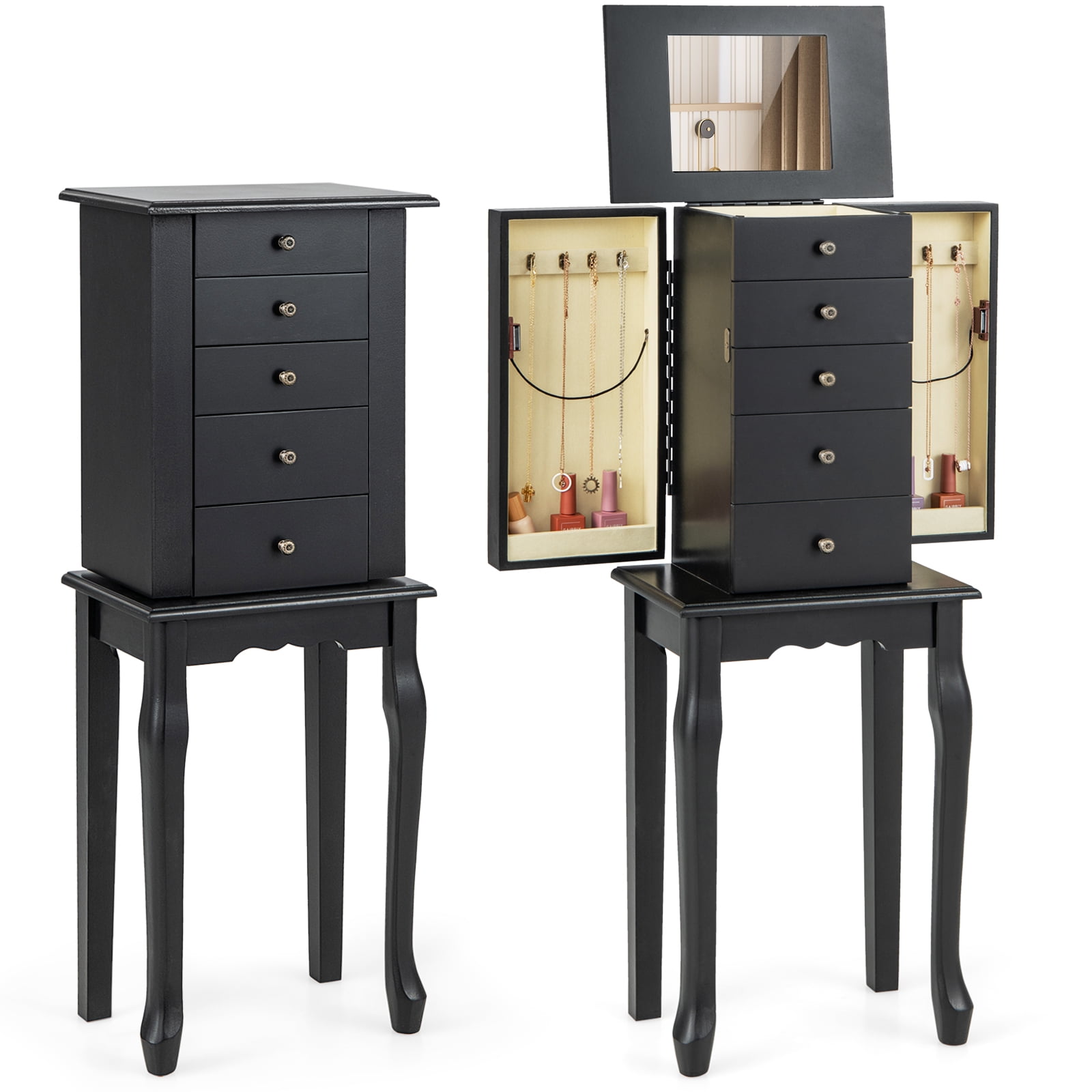 Black standing cheap jewelry box