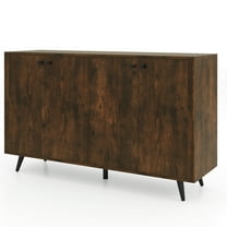 Topbuy 50” Kitchen Buffet Cabinet with Storage 4-Door Storage Cabinet with Adjustable Shelves Mid Century Modern Cupboard with 5 Support Legs Brown