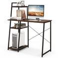 thumbnail image 1 of Topbuy Computer Desk Industrial Wood Study Desk w/Storage Shelf Writing Table Workstation Brown, 1 of 9